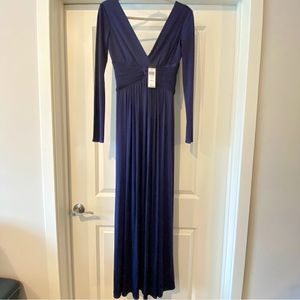 BCBG Long Sleeve Blue Formal Maxi Dress